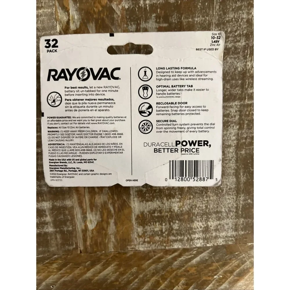 NEW SEALED RAYOVAC Hearing Aid Batteries Size 10 32 pack‎ - Expires July 2027